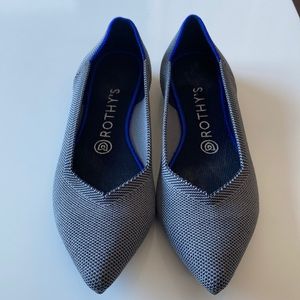 Rothy’s blue/grey rubber sole, fully washable shoes